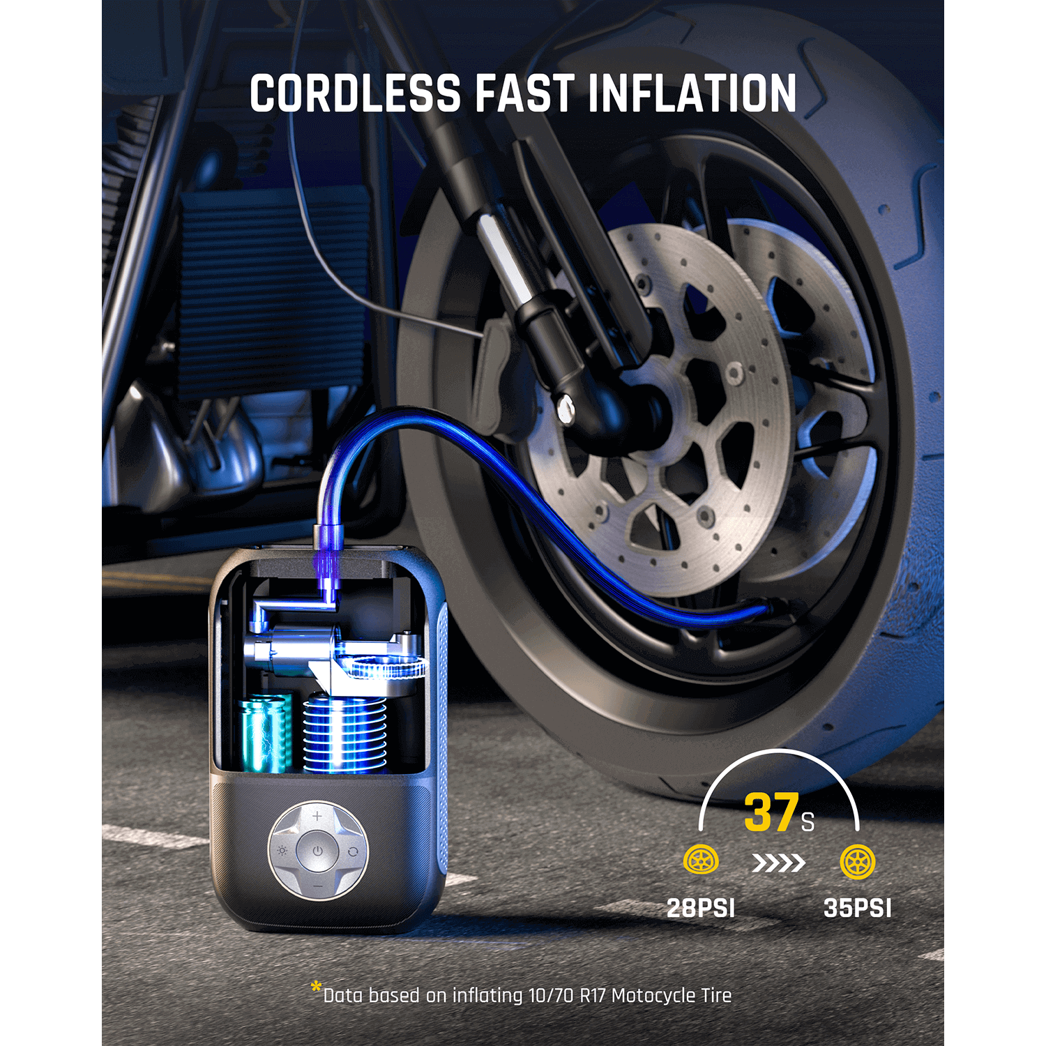  Fanttik X8 Portable Tire Inflator, Lightweight for Motorcycle  tire, Cordless Air Compressor Pump, Rechargeable Battery, 150PSI with  Digital Screen and LED for E-Bike, Bicycle, Car : Automotive