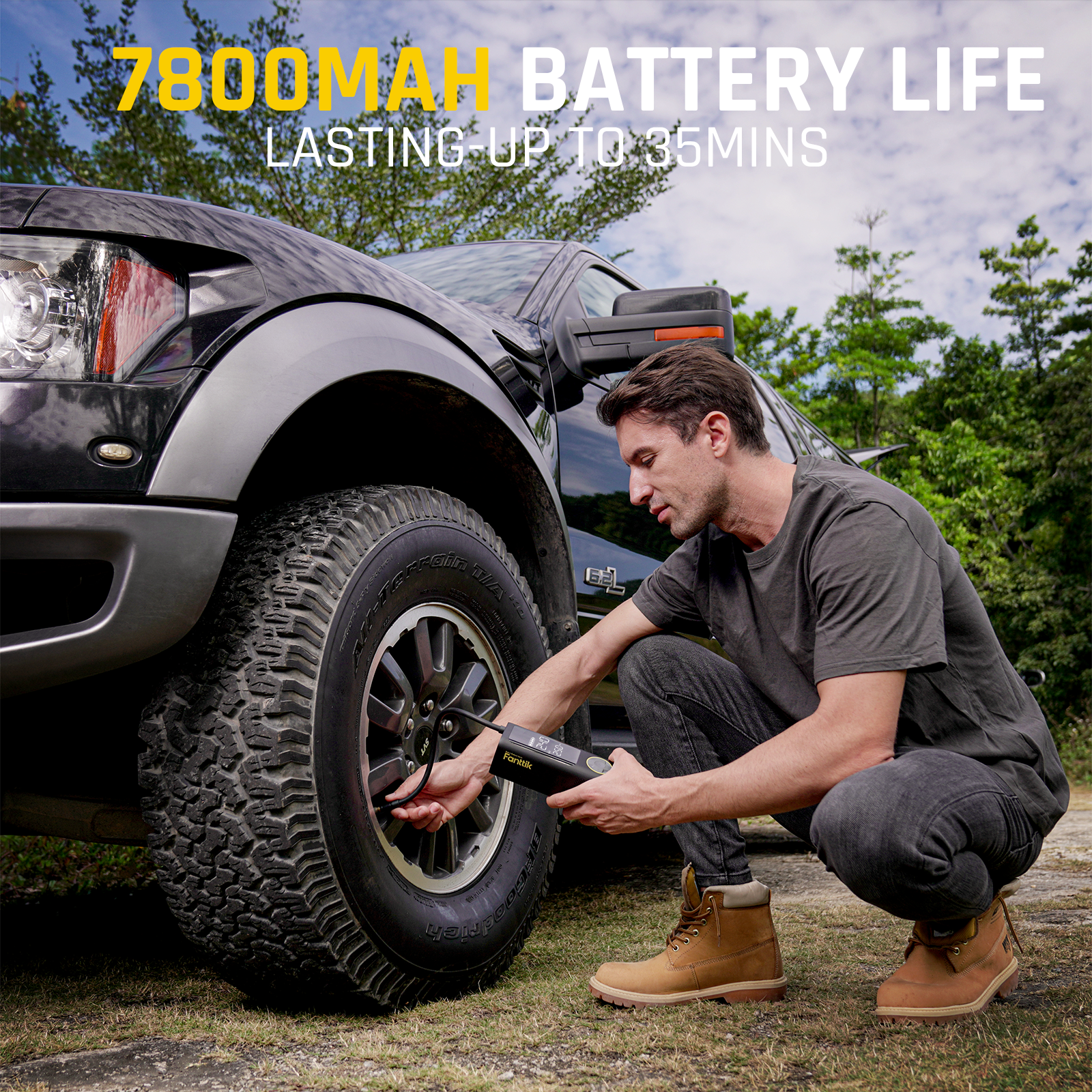 Fanttik X8 APEX Tire Inflators have 7800MAH Battery Life which could last up to 35 mins