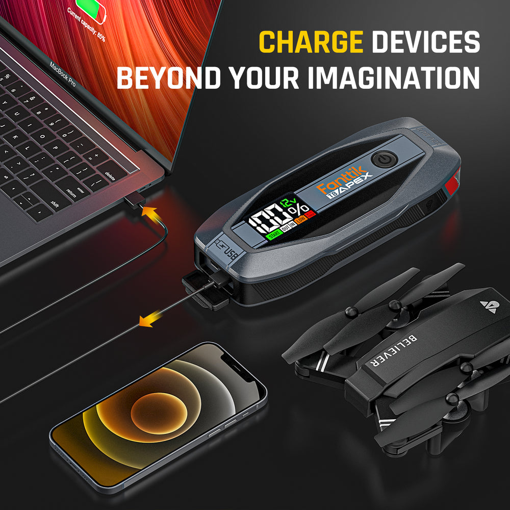 T8 APEX 2000A Jump 65W Super-Charging Starter Deluxe Package, Fanttik