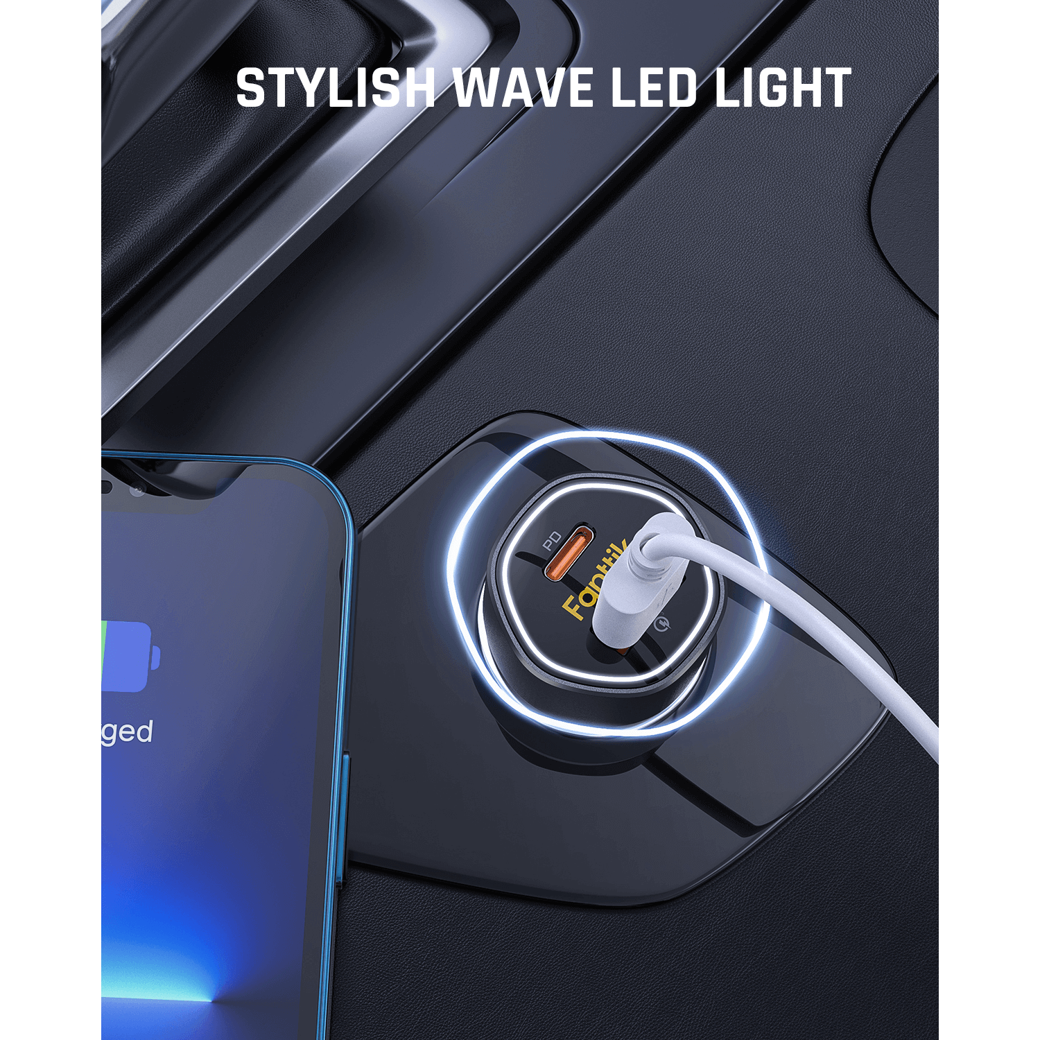 Thoughtfully designed with the unique white wave LED ring that is reminiscent of the soft moonlight, offering anxiety-relief and peace of mind as your drive. It is easier for you to charge at night.