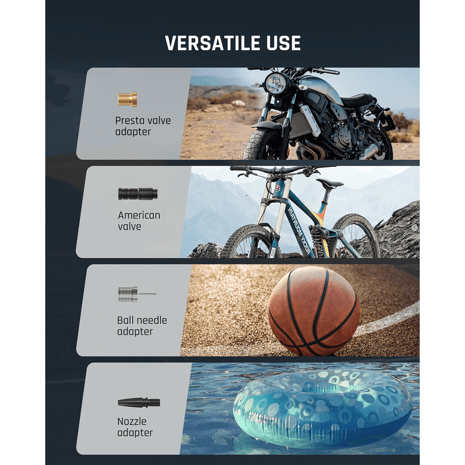 Fanttik X8 Portable Tire Inflator, Ultra-Lightweight for inflating motorcycles, bikes, cars, balls, swim rings and other inflatables.